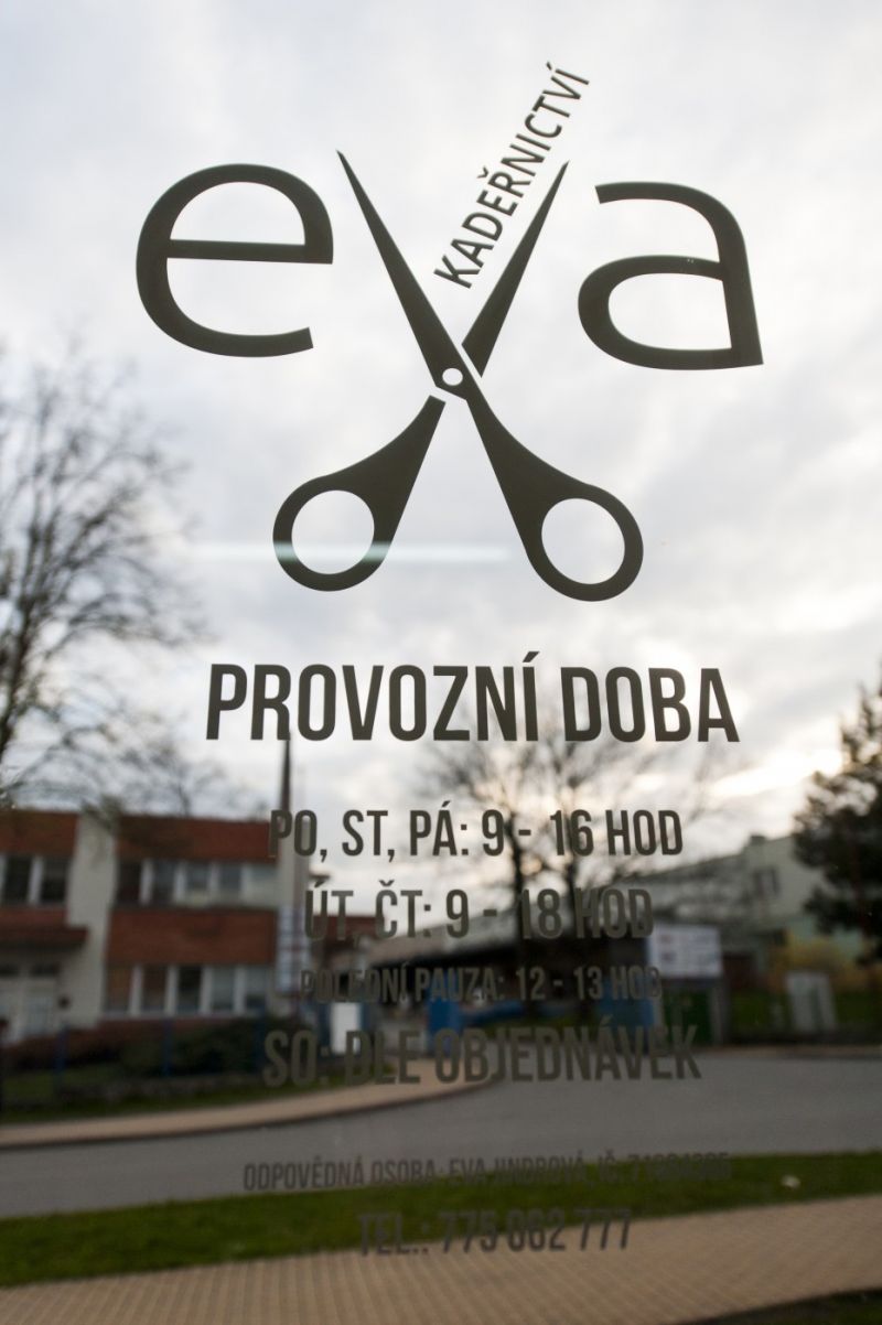Kadeřnictví Eva - výroba logotypu, firemní identita, www stránky, signmaking