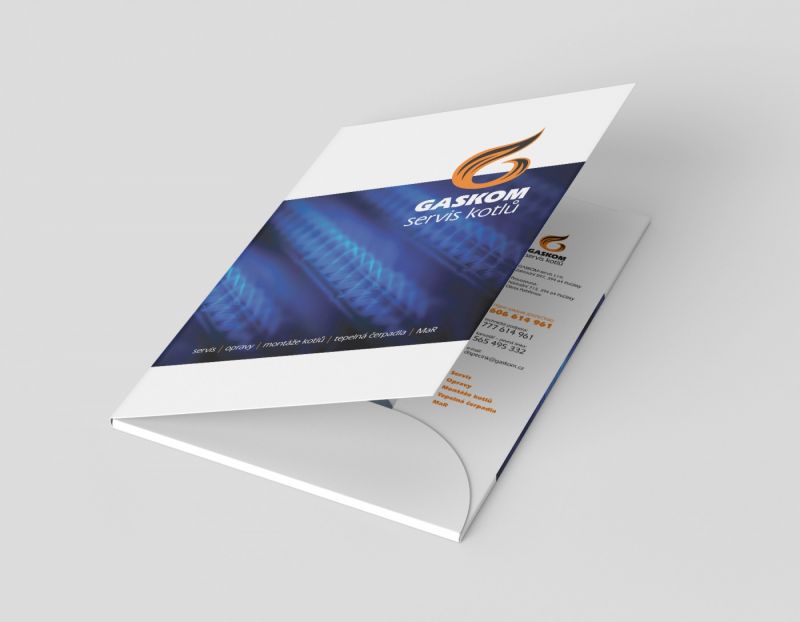 Gaskom - firemní identita - návrh a tisk desek s chlopněmi